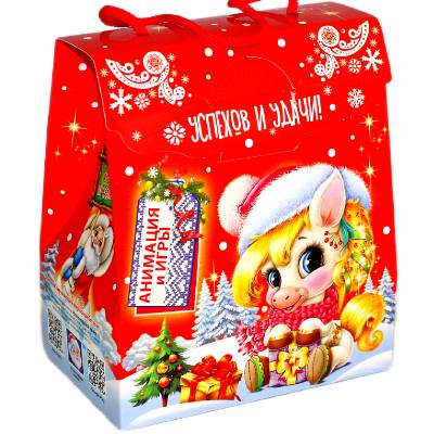 Детский подарок на Новый Год в картонной упаковке весом 370 грамм